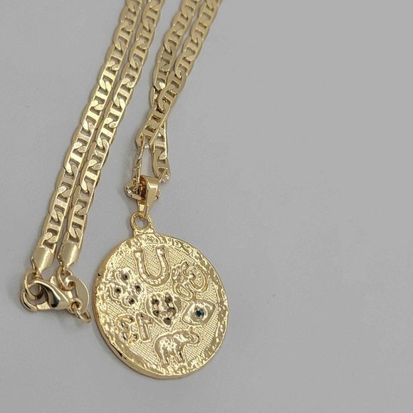 Last One Brand New Brazilian 18k Gold Filled Multi Lucky Charms Necklace - Picture 4 of 7